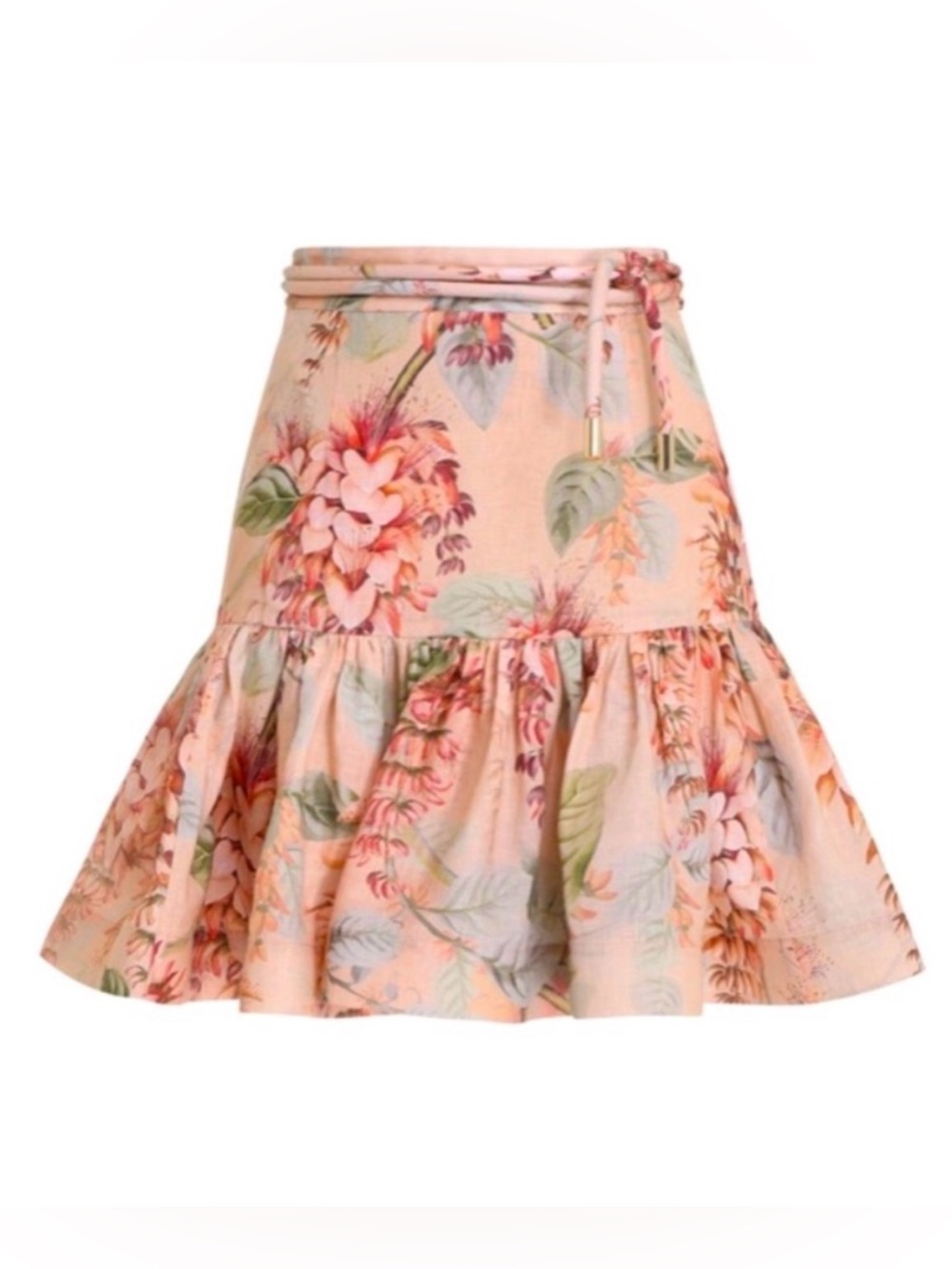 Zimmermann Candescent Mini Skirt in Floral Print Linen